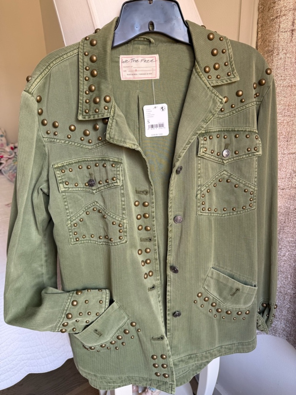 We The Free Olive Green Studded Utility Jacket - Picture 3 of 6
